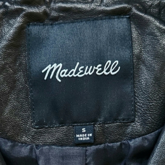 ⭐ Madewell Washed Soft Black Leather Motorcycle Moto Jacket Womens Sz Small 1220 - Picture 10 of 11